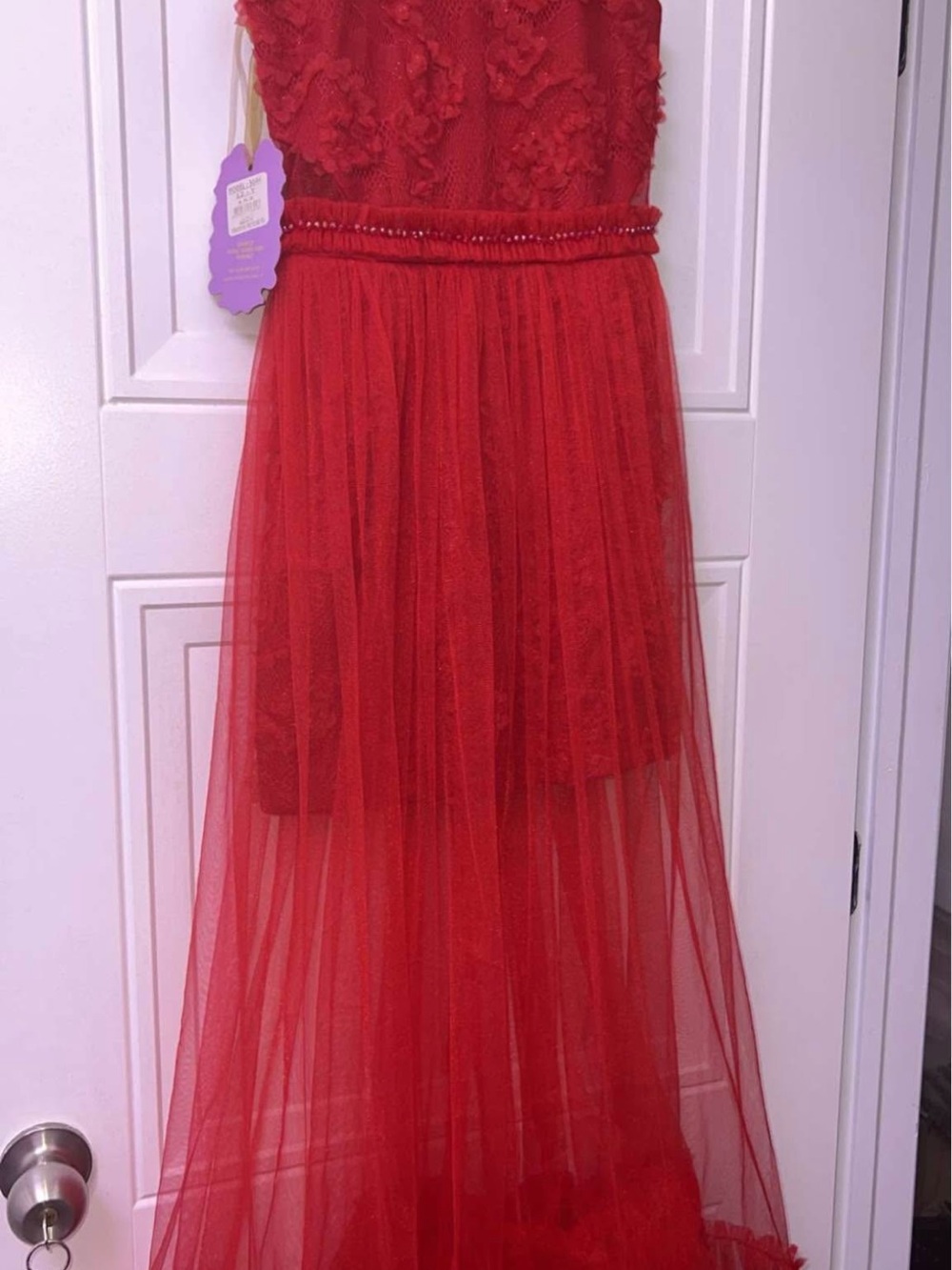 Red Lace & Tulle High-Low Kids Dress